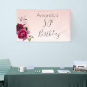 50e verjaardag wazige roze roze roos goudbloem spandoek (Beurs)