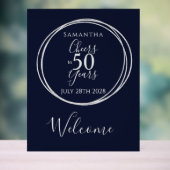 50e verjaardag Welkom Proost 50 jaar Party Navy Acryl Bord (Neutraal)