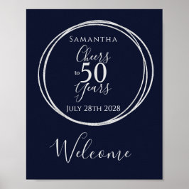 50e verjaardag Welkom Proost 50 jaar Party Navy Poster