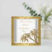 50e verjaardag White Gold Bamboo Floral Asian Kaart (Staand voorkant)