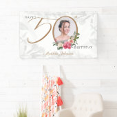 50e verjaardag White Gold Floral Foto Welkom Spandoek (Insitu)