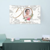 50e verjaardag White Gold Floral Foto Welkom Spandoek (Beurs)