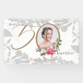 50e verjaardag White Gold Floral Foto Welkom Spandoek (Horizontaal)