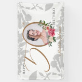 50e verjaardag White Gold Floral Foto Welkom Spandoek (Verticaal)