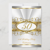 50e verjaardag White Gold Floral Silver Kaart (Voorkant)