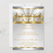 50e verjaardag White Gold Floral Silver Kaart (Achterkant)