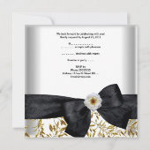 50e verjaardag White Gold Flower Black Bow Kaart (Achterkant)