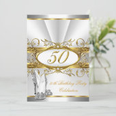 50e verjaardag White Gold Silver Heels Kaart (Staand voorkant)