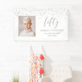 50e verjaardag White Silver Confetti Foto Spandoek (Insitu)