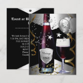 50e verjaardag Wijn Black Gold Silver Kaart (Voorkant / Achterkant)