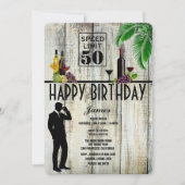 50e verjaardag, wijn, cocktails, palmen kaart (Voorkant)