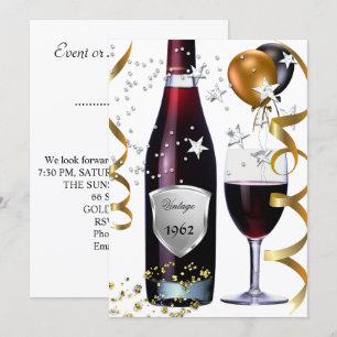  50e verjaardag Wijn Zwarte gouden ballonnen 2 Kaart