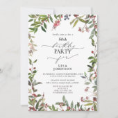 50e Verjaardag Winter Wildflower Berry Waterverf Kaart (Voorkant)