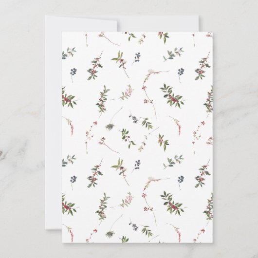 50e Verjaardag Winter Wildflower Berry Waterverf Kaart (Achterkant)