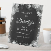 50e verjaardag Winter Wonderland Sneeuwvlok Welkom Reclamebord Met Voetstuk (Insitu)