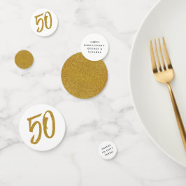 50e verjaardag wit en goud op maat confetti