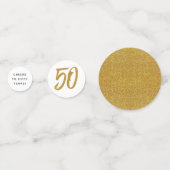 50e verjaardag wit en goud op maat confetti (Voorkanten)