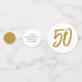 50e verjaardag wit en goud op maat confetti (Achterkanten)
