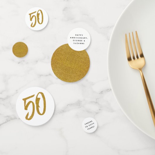 50e verjaardag wit en goud op maat confetti (Groep)