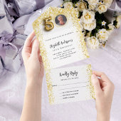 50e verjaardag wit goud fotofeest RSVP All In One Uitnodiging