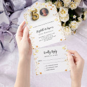 50e verjaardag wit gouden sterren fotofeest RSVP All In One Uitnodiging