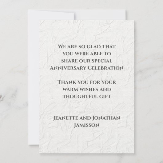 50e verjaardag Witte Bloemige Taktvolle Dank Je  Bedankkaart (Achterkant)