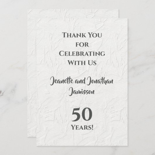 50e verjaardag Witte Bloemige Taktvolle Dank Je Bedankkaart (Voorkant / Achterkant)