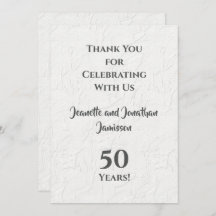 50e verjaardag Witte Bloemige Taktvolle Dank Je 