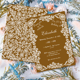 50e verjaardag Witte & Bruine Botanische Bloemen Kaart