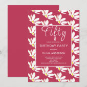 50e verjaardag Witte Floral Daisy Kaart (Voorkant / Achterkant)