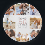 50e verjaardag witte gister foto collage papieren bordje<br><div class="desc">50e verjaardag moderne witte gistfoto collage. Modern ontwerp van scripttekst. Een deel van een collectie.</div>