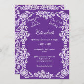 50e verjaardag Witte & Paarse botanische bloem Kaart (Voorkant / Achterkant)