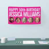 50e verjaardag witte roze vijf fotocirkels banner (Beurs)