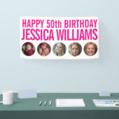 50e verjaardag witte roze vijf fotocirkels banner (Beurs)