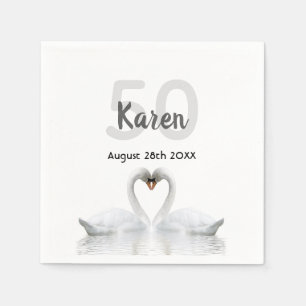 50e verjaardag witte zwanen zwarte naam elegant servet