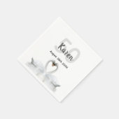 50e verjaardag witte zwanen zwarte naam elegant servet (Hoek)