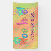 50e verjaardag WooHoo naam gepersonaliseerde banne Spandoek (Verticaal)