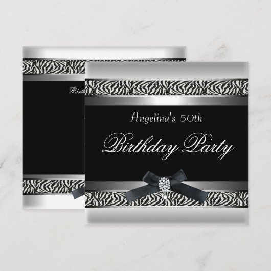 50e verjaardag Zebra Black White Diamond Kaart (Voorkant / Achterkant)