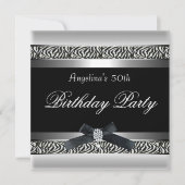 50e verjaardag Zebra Black White Diamond Kaart (Voorkant)