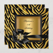 50e verjaardag Zebra Gold Black Bow Kaart (Voorkant / Achterkant)