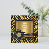50e verjaardag Zebra Gold Black Bow Kaart (Staand voorkant)