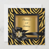 50e verjaardag Zebra Gold Black Bow Kaart (Voorkant)