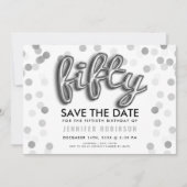 50e verjaardag Zilveren Ballonnen Glitter Confetti Kaart (Voorkant)