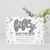 50e verjaardag Zilveren Ballonnen Glitter Confetti Kaart (Staand voorkant)