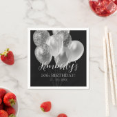 50e verjaardag, zilveren glitterballonnen, naam en servet (Insitu)