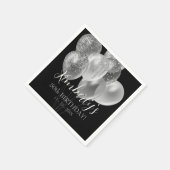 50e verjaardag, zilveren glitterballonnen, naam en servet (Hoek)