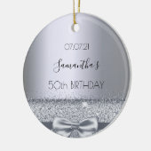 50e verjaardag zilveren strik keramisch ornament (Links)