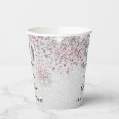 50e verjaardag zilverroze glitter naam papieren bekers (Links)