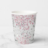 50e verjaardag zilverroze glitter naam papieren bekers (Rechts)