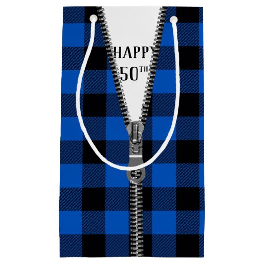 50e verjaardag Zipper op buffelplaat Klein Cadeauzakje (Voorkant)